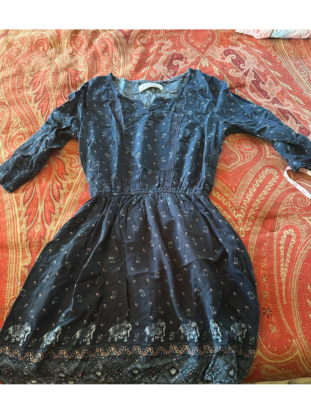 Abercrombie & Fitch youth size 16 Navy Dress with Pink Floral Motif